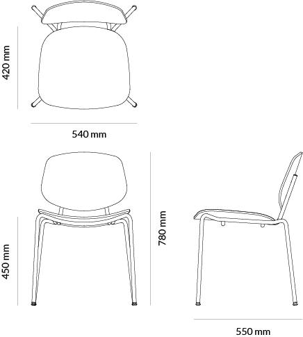 Pandora Dining Steel – technical drawing