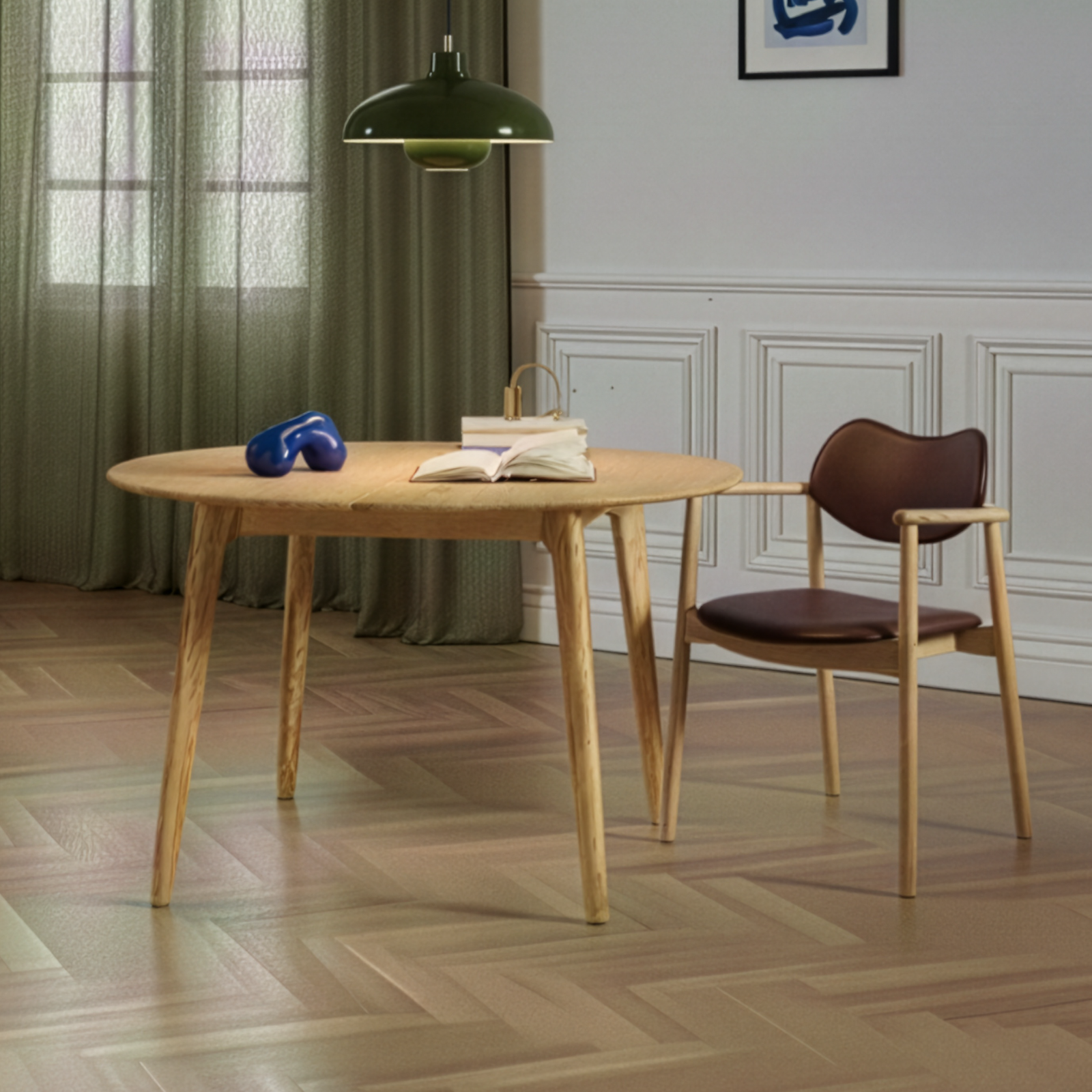 Salon rundt spisebord med udtræk