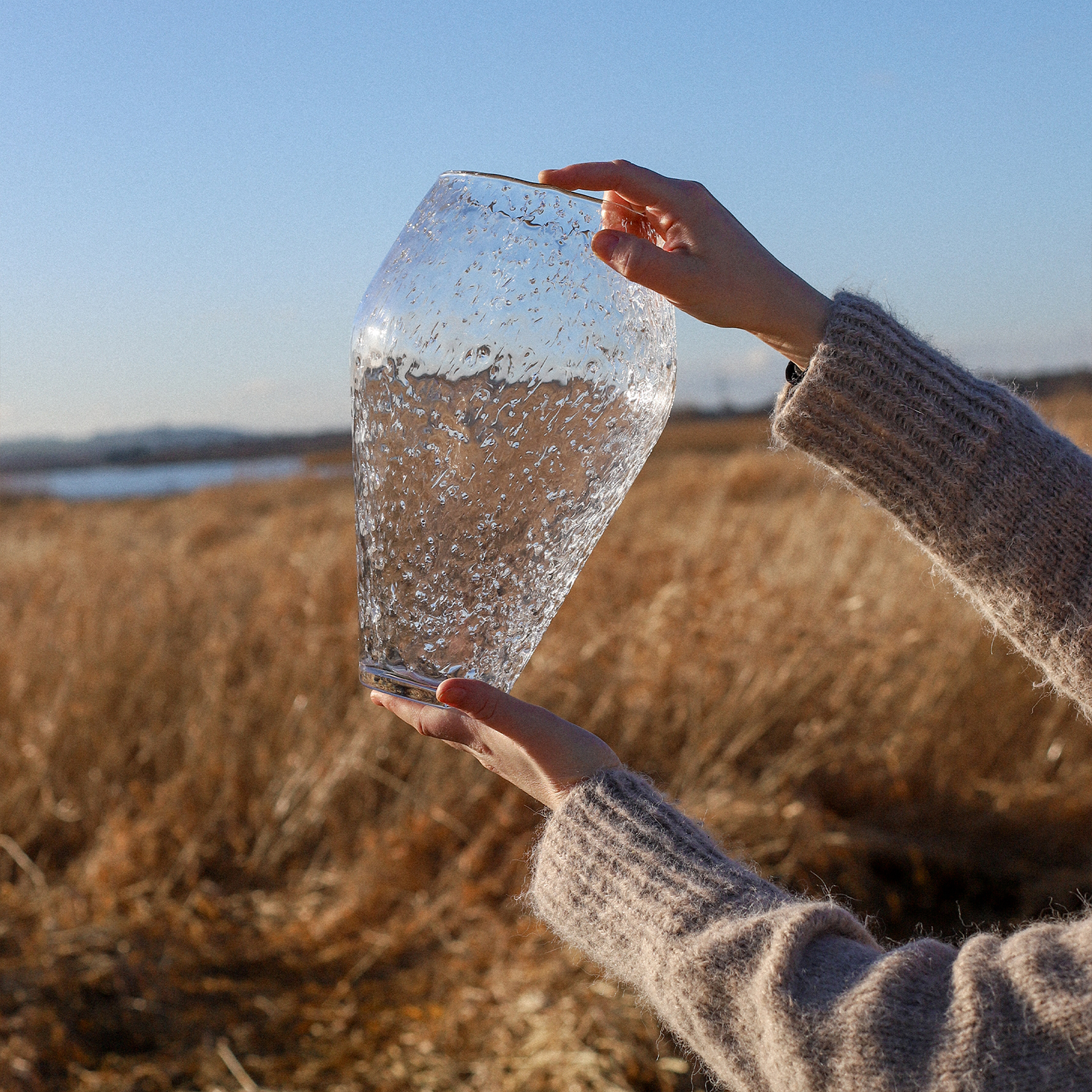 Crushed Glass Vase, Large - Clear - Ro Collection Denmark