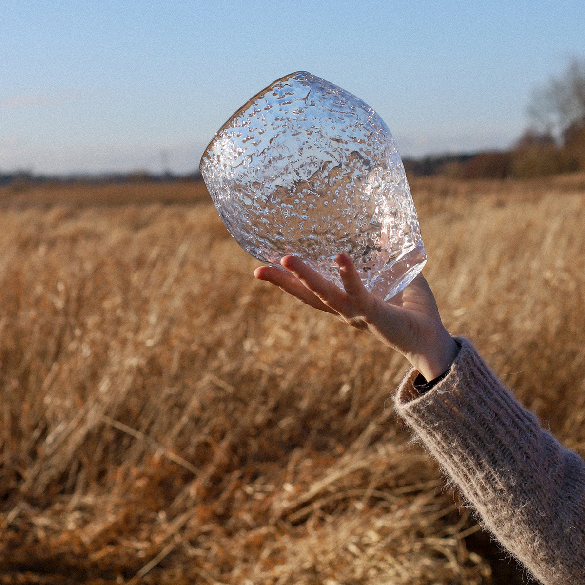 Crushed Glass Vase, Medium - Clear - Ro Collection Denmark