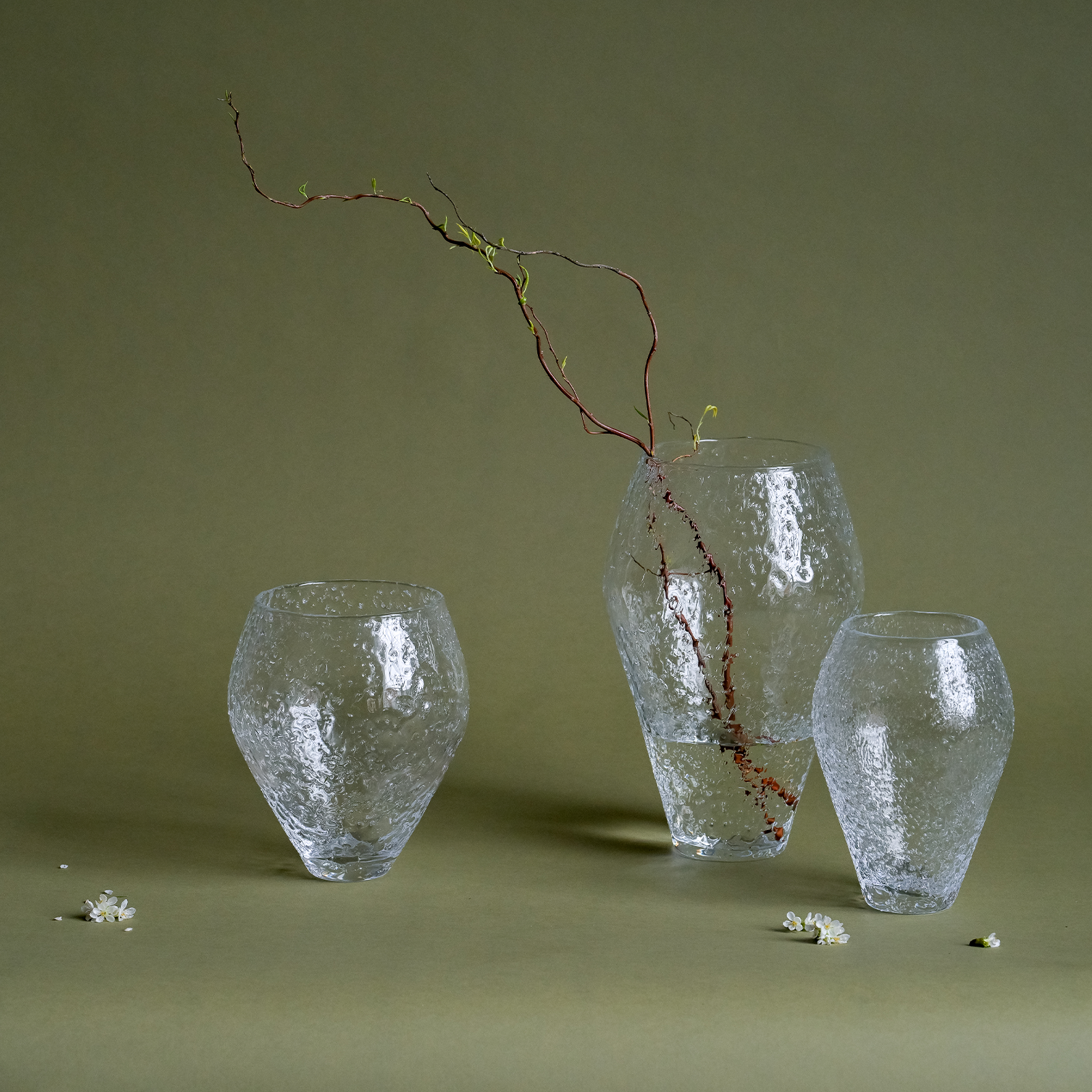 Crushed Glass Vase, Large - Clear - Ro Collection Denmark