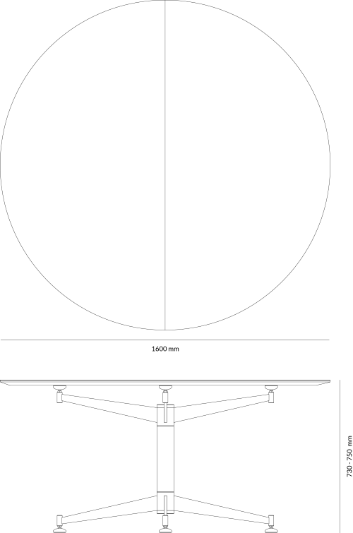 Star Table / Laminate B2B – technical drawing
