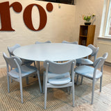 Star Table Light Cyan + 7 x Hybrid Dining Chair, Light Blue (Preloved)