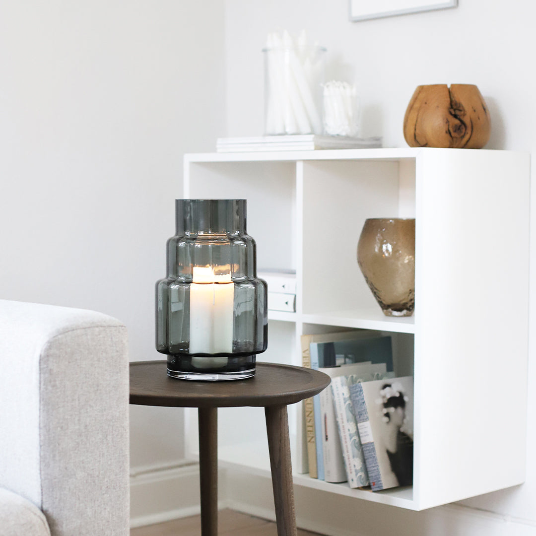 Hurricane Reflections no. 69 - Smoked grey, vase og lysestage - Ro Collection Denmark
