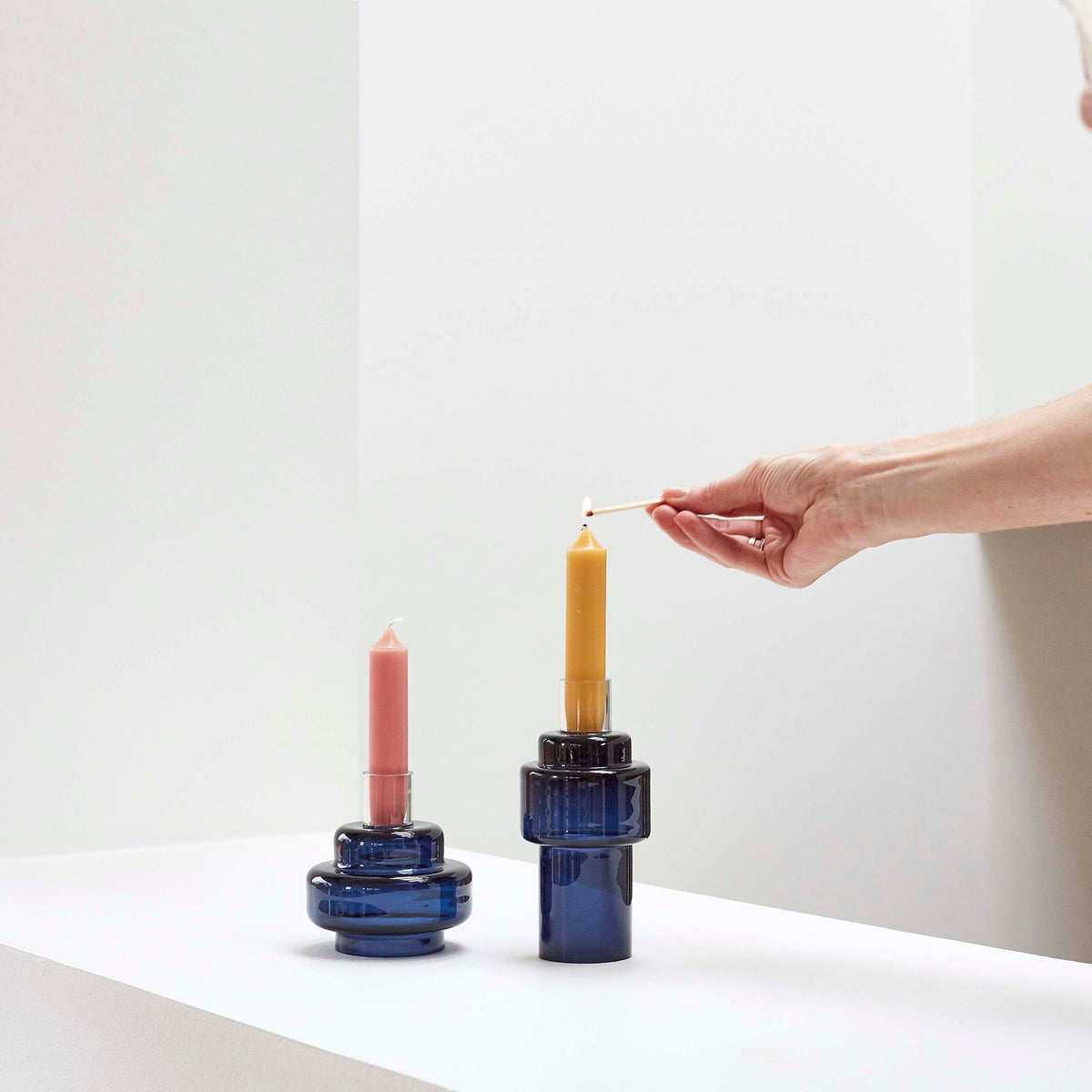 Glass Candlestick no. 55 - Indigo blue - Ro Collection Denmark