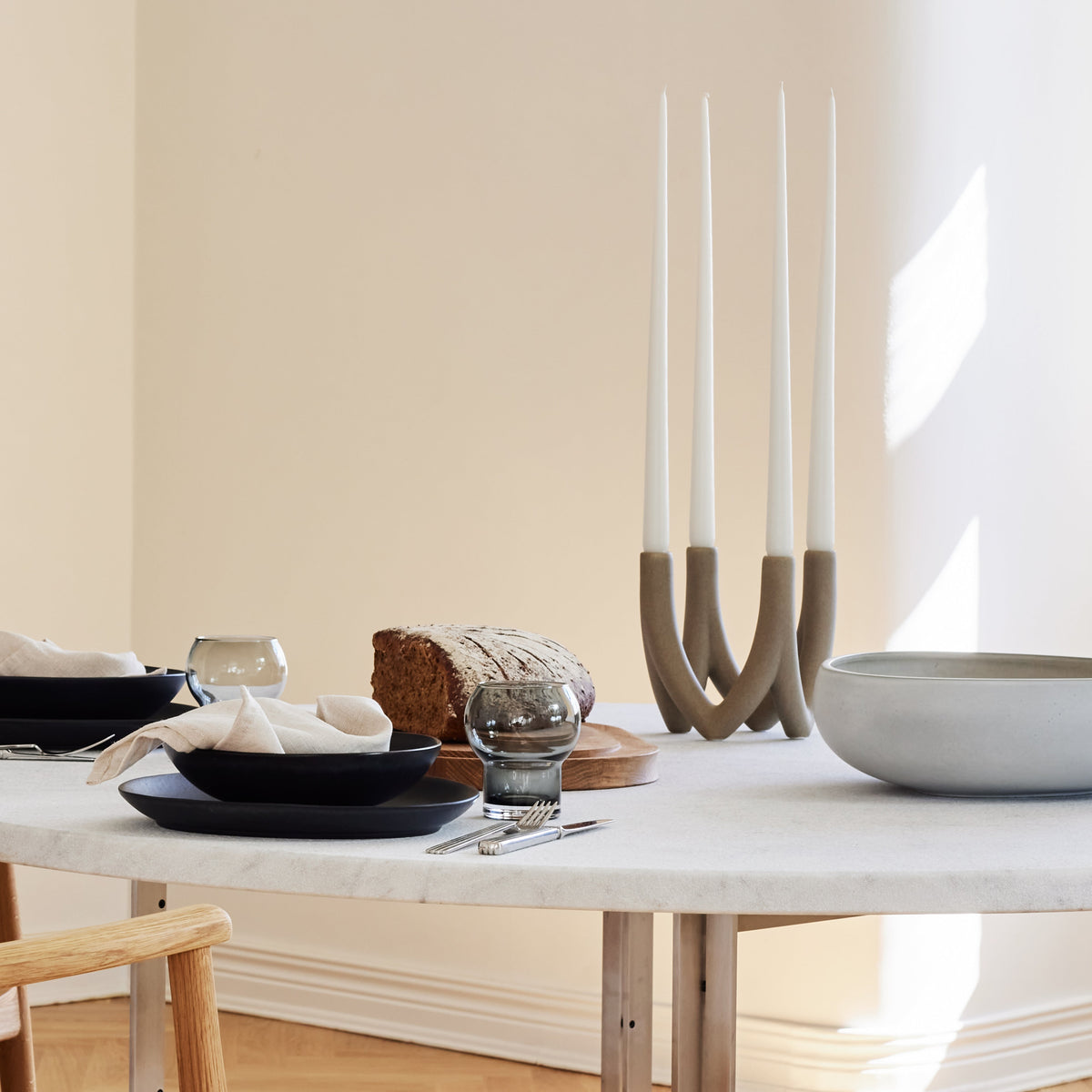 Chandelier Four armed - Light stone - Ro Collection Denmark