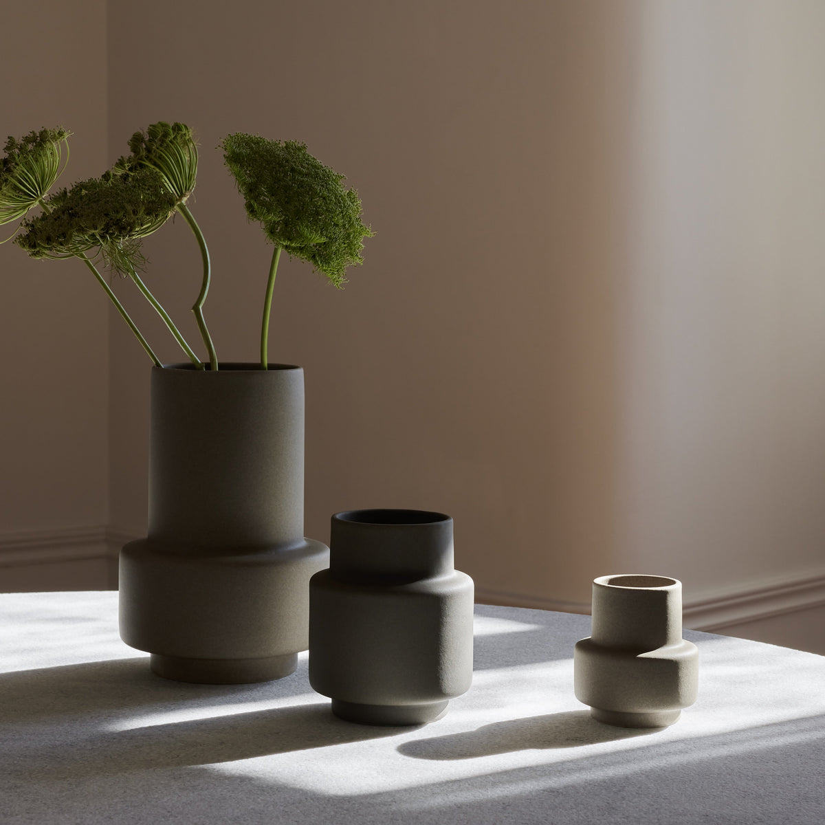 Hurricane Ceramic, Medium - Light stone, vase - Ro Collection Denmark